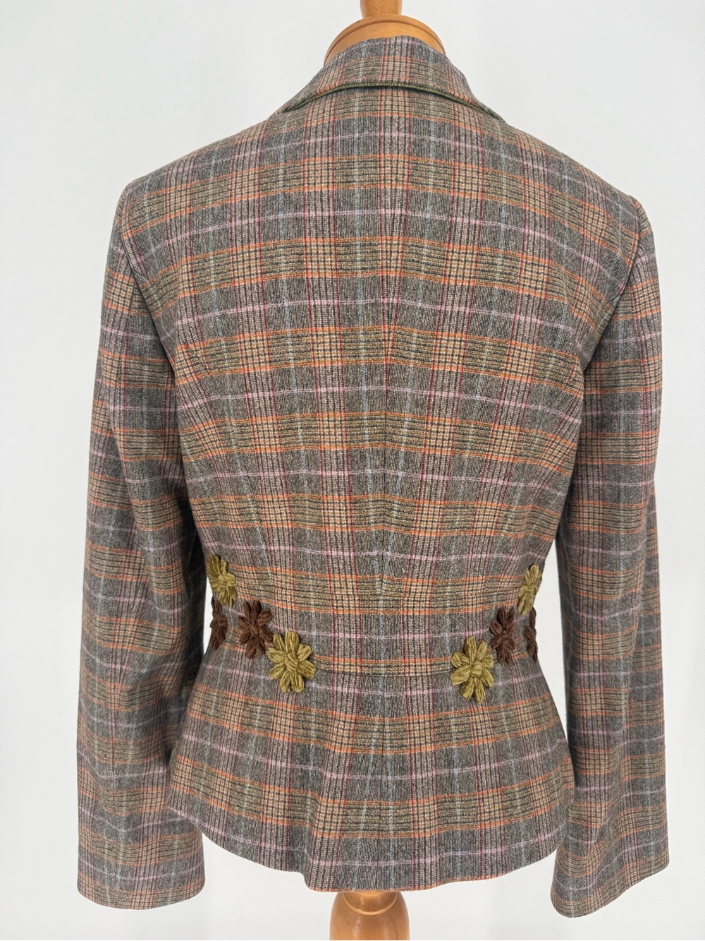 ETRO Plaid Floral-Appliqué Women's Blazer Jacket - Brown Multicolor sz44 - Picture 7 of 14